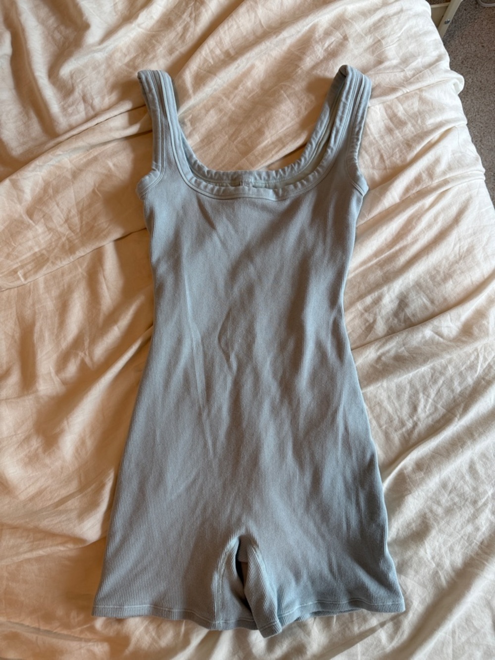 SKIMS Light Blue Ribbed Sleeveless Romper